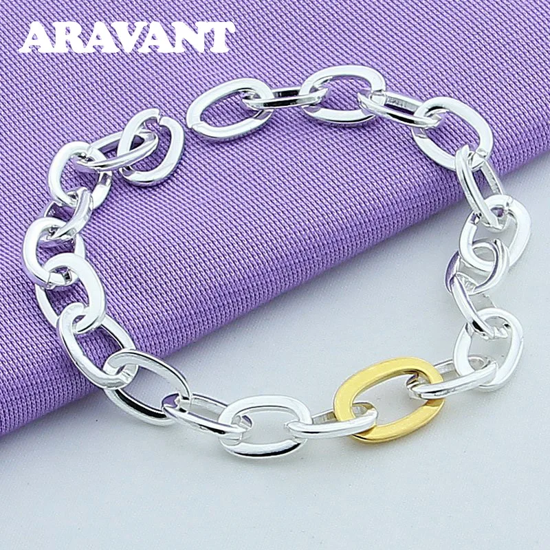 Женские круглые цепочки из серебра 925 пробы модные браслеты с серебряным