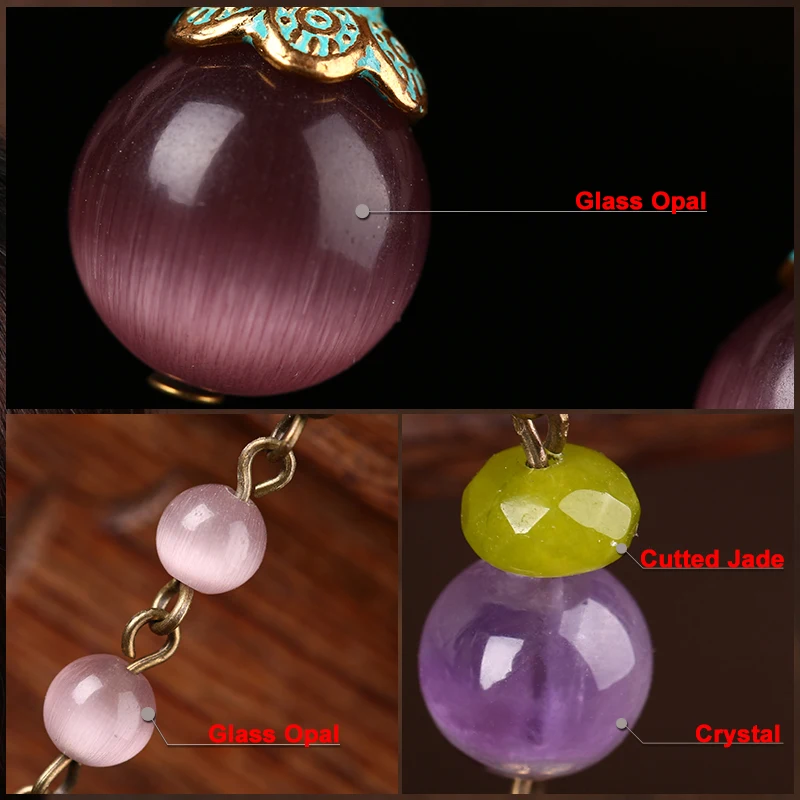 Retro Ethnic Cat Eye Imitation Stone Purple Crystal Fashion Jewelry For Women Vintage Wedding Party Accessories EZ-17019 | Украшения и