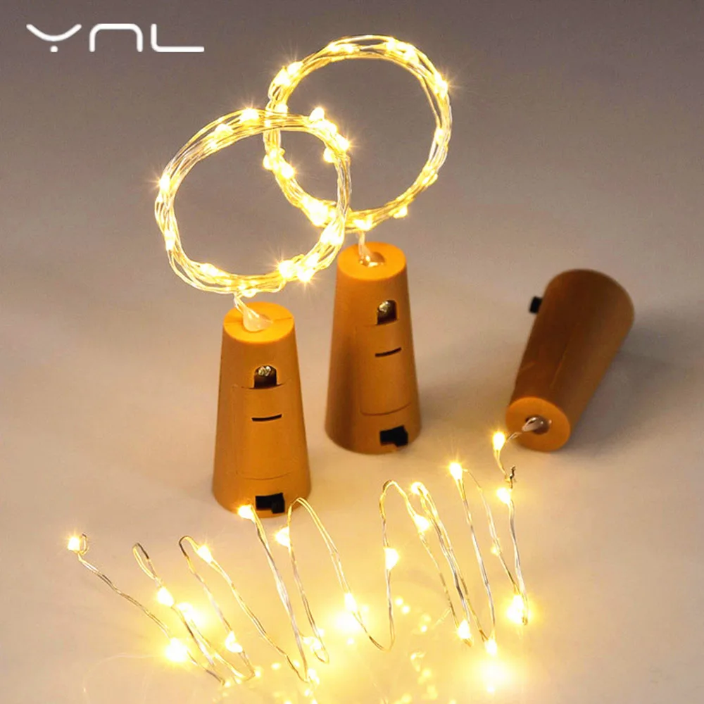 2 м 20 светодиодный гирлянда для бутылок медная проволочная из ротанга нового года