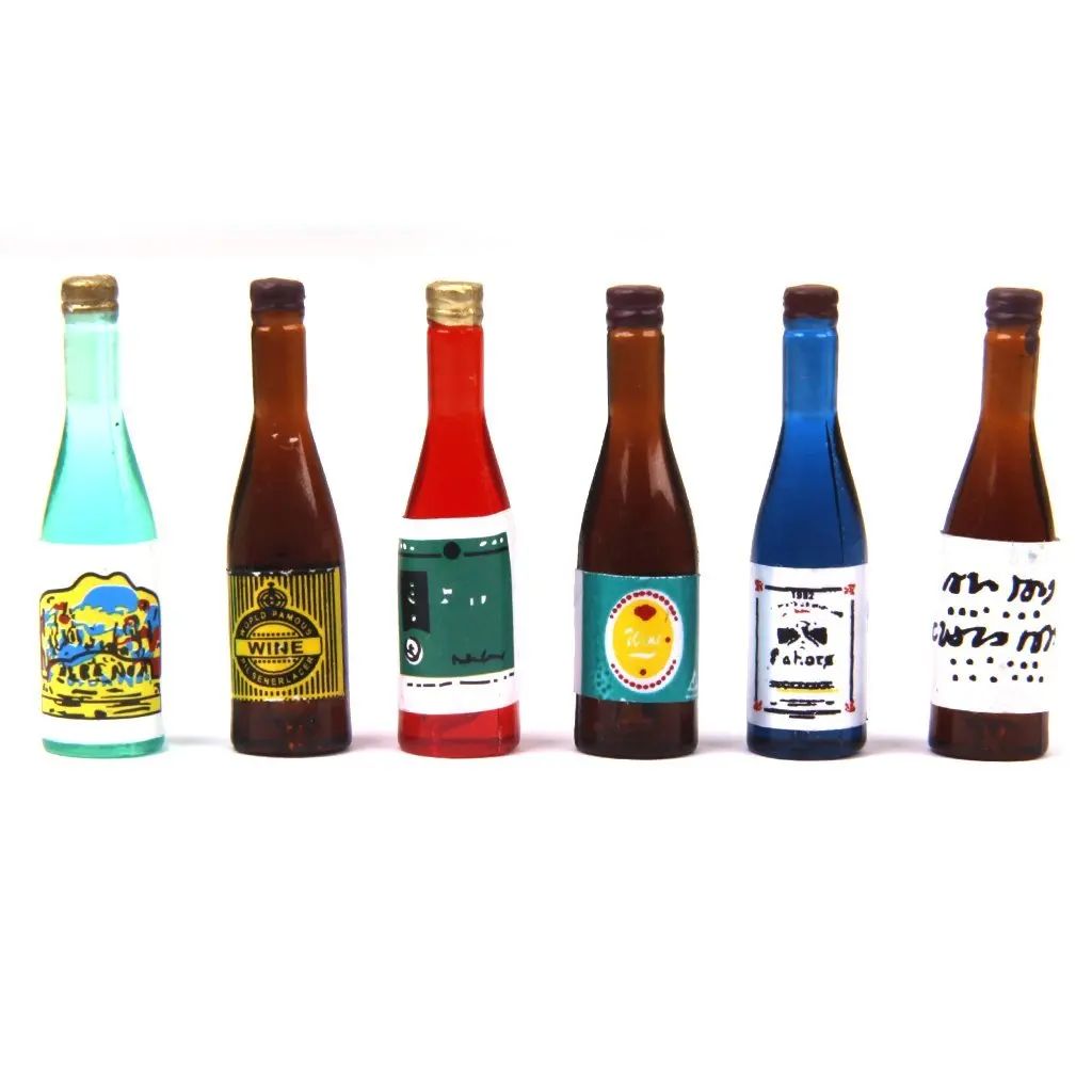 1:12 Miniature Doll House Bottles Wine 6 Piece game|doll house|miniature doll housedoll house |