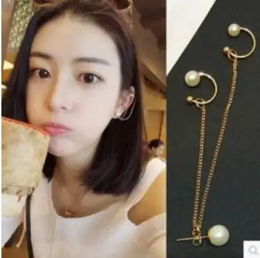 Женские серьги-кисточки с цепочкой и натуральным пресноводным жемчугом |