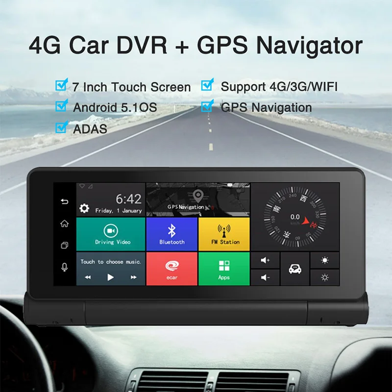 AfmoDVR 7 &quotADAS Автомобильный dvr gps Android Автомобильная камера wifi 1080 P Dash Cam видео