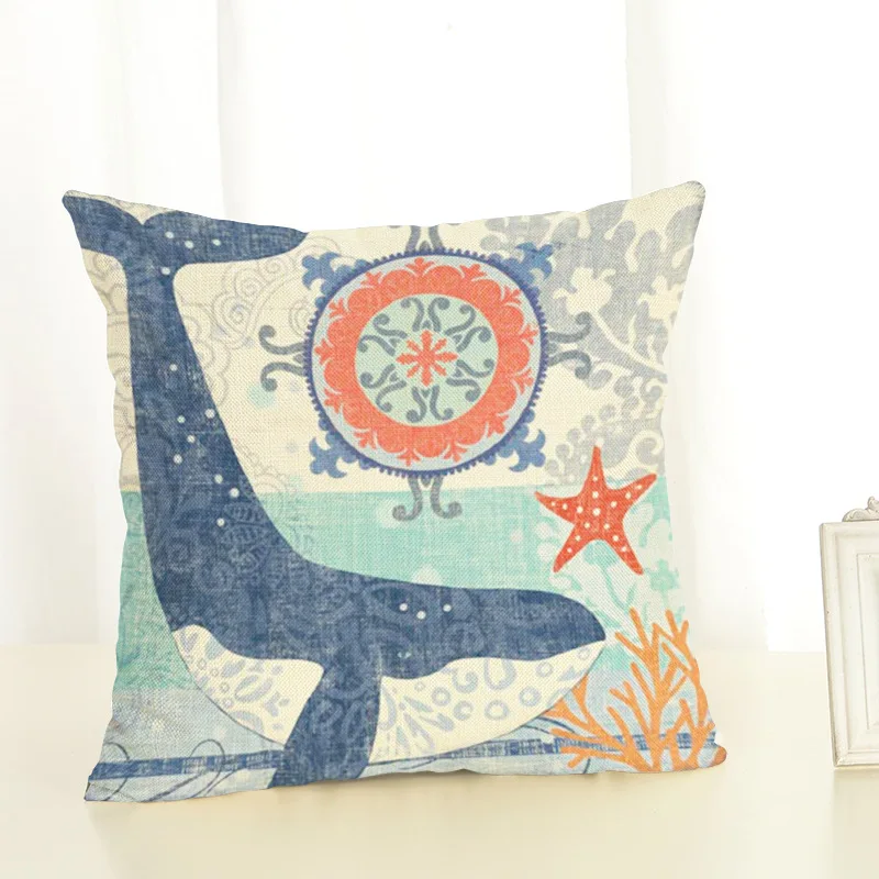 45x45cm Cushion Cover Ocean Adnimal Starfish Decoration Throw Pillow Case Cojines Decorativos Para Sofa Chair Bedroom Office | Дом и сад