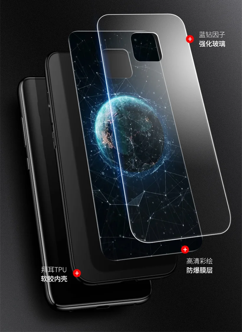 Aixuan для huawei mate 20 Pro стеклянный чехол mate 20 Pro Coque силиконовый ударопрочный роскошный закаленный стеклянный чехол для huawei mate 20 X