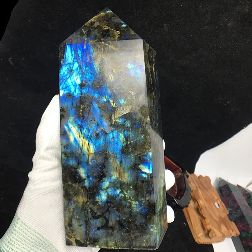 

18cm natural labradorite quartz Crystal gem obelisk wand piont reiki healing crystals healing crystal Home & office decor
