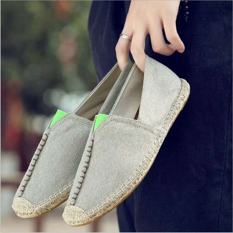 Новые модные мужские парусиновые Эспадрильи из конопли Обувь в рыбацком стиле