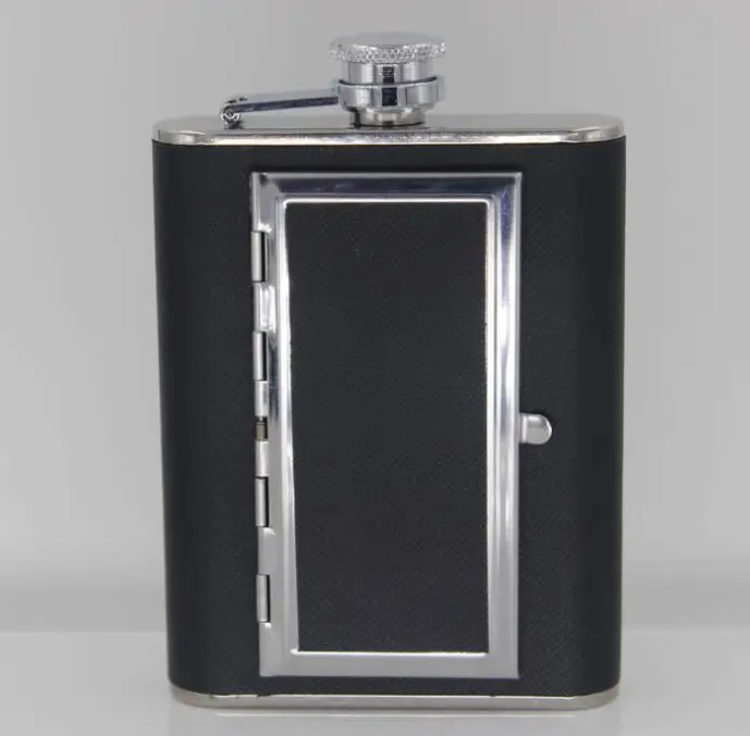 

50PCS Hip Flask with Built-in Cigarette Case Stainless Steel wine pot Alcohol Flagon Shipping for DHL UPS TNT