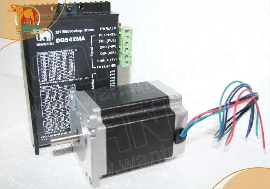 Отличный ЧПУ! Wantai Nema23 шаговый двигатель с одним валом 57BYGH603 205oz-in + Драйвер DQ542MA 4.2A