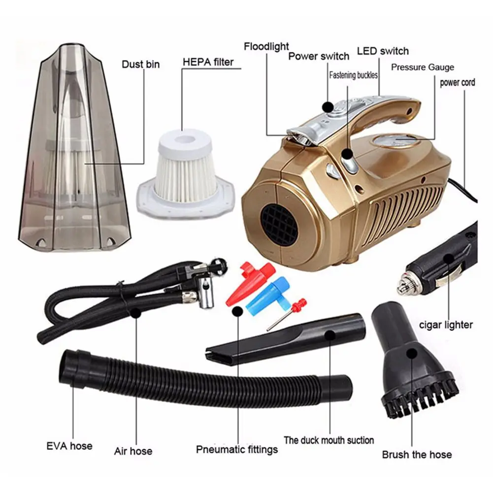 Лучший Многофункциональный портативный автомобильный пылесос 12 в 100 Вт мокрого и