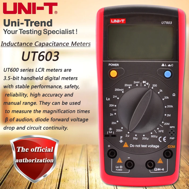 UNI-T UT603 Inductive Capacitance Meter, Diode / Transistor / Resistance Test Digital Hold Low Voltage Display On-Off Beep