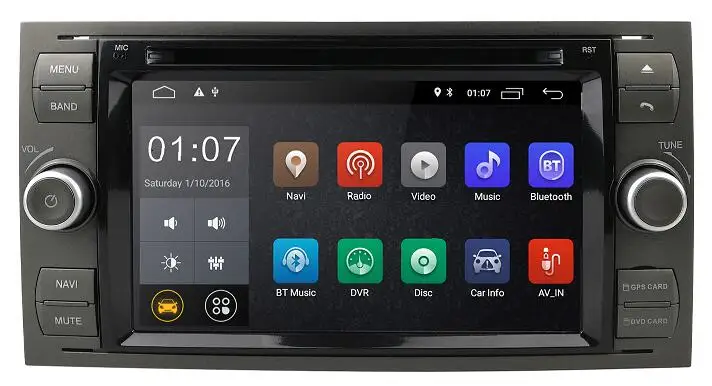 Android 9,0 четырехъядерный автомобильный dvd-плеер для FORD FOCUS C-MAX Автомобильный мультимедийный стерео головное устройство 1024*600 2G ram 4G wifi DAB+ DVR OBD2 - Цвет: BLACK