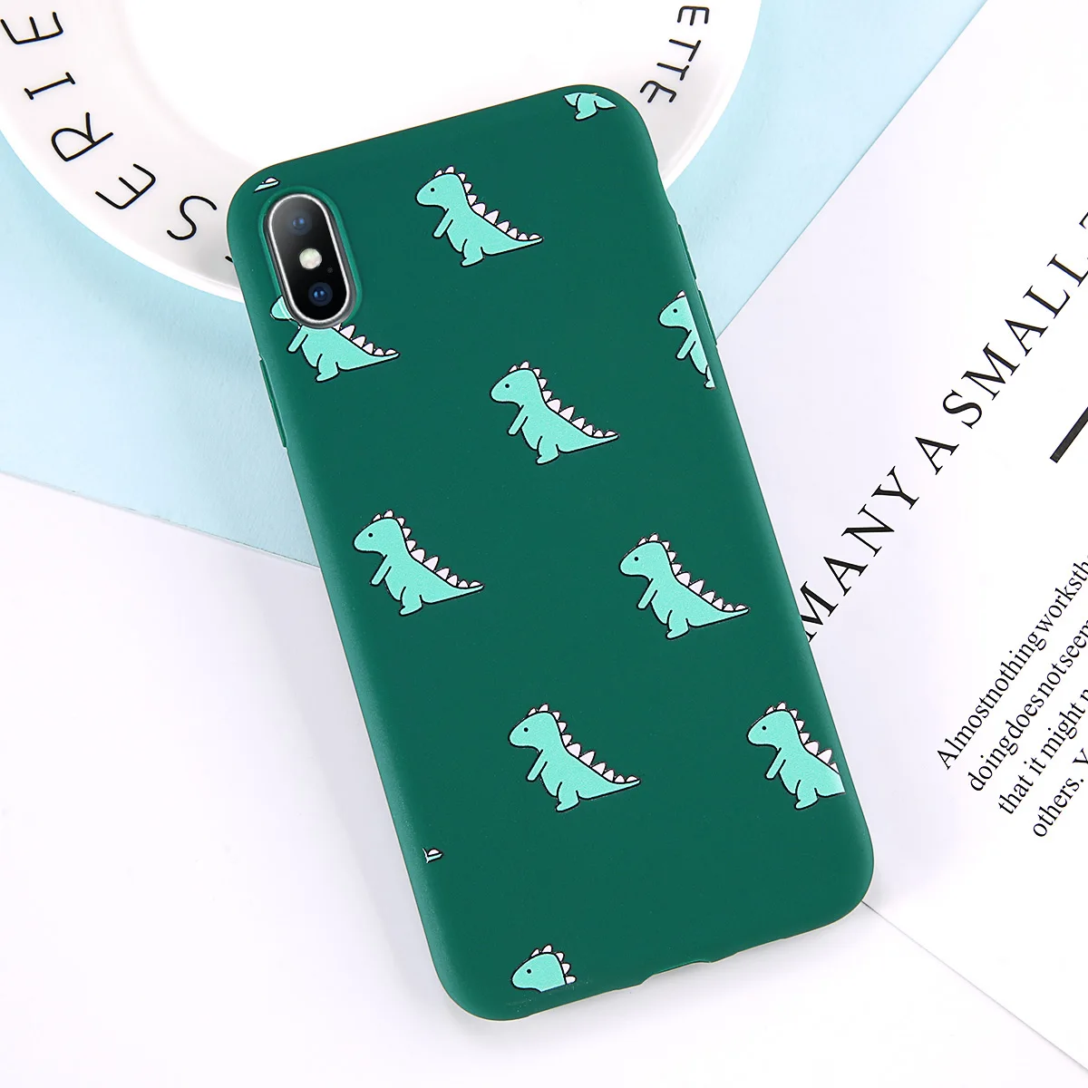 Зеленый USLION чехол для телефона с забавным динозавром из мультфильма для iPhone 11, 6, 7, 8 Plus, X, XR, XS, Max, милый чехол для iPhone 6 Plus, мягкий силиконовый чехол - Цвет: Зеленый