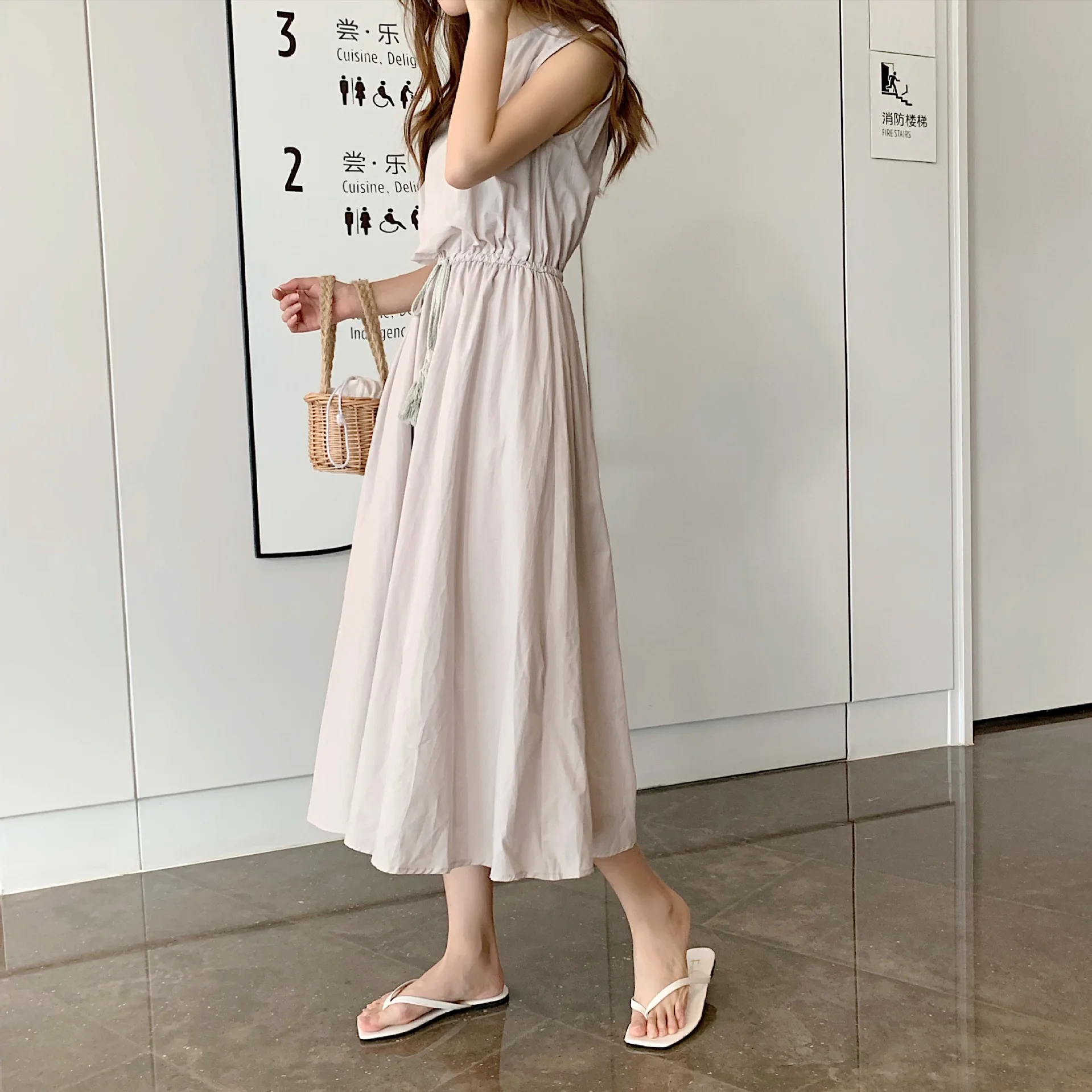 

2019 Summer Short Sleeve Long Elegant Dress Women Casual Cotton Linen Loose Solid Color Dress Plus Size