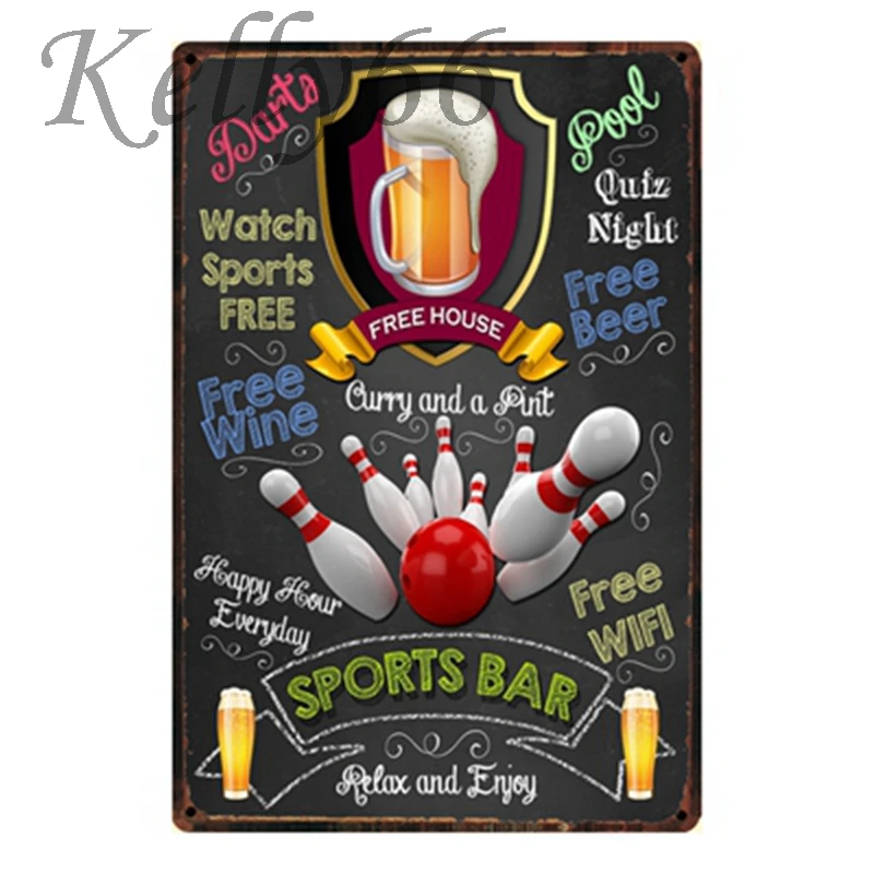 

[ Kelly66 ] Bowling ball Tin sign Poster Home Decor Pub Wall craft 20*30 CM Size y-1020