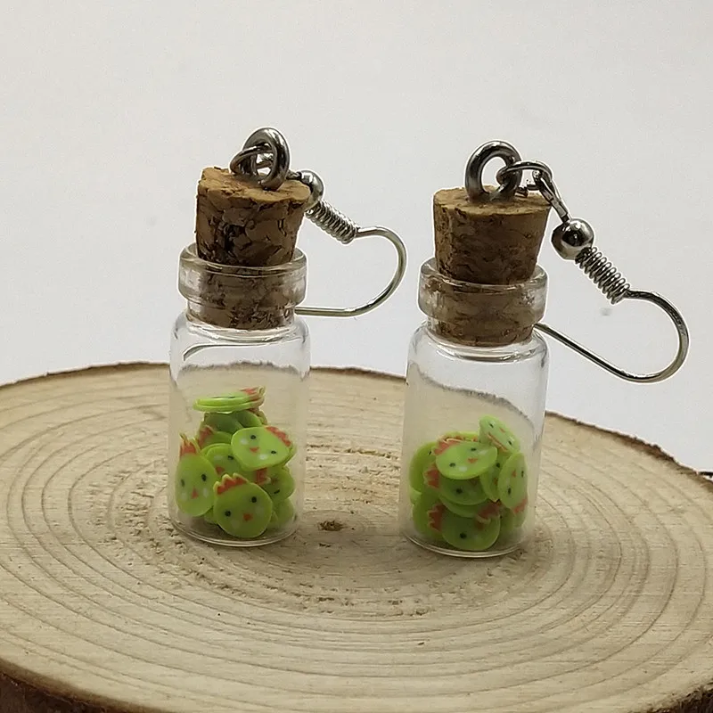 Серьги 1pai в виде цыпленка и стеклянной бутылки из мягкой керамики модные женские
