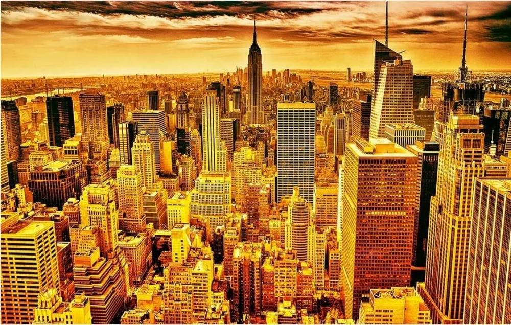 Роскошные фоновые обои на заказ 3d Настенные Нью-Йорк золотой город HD фото стены
