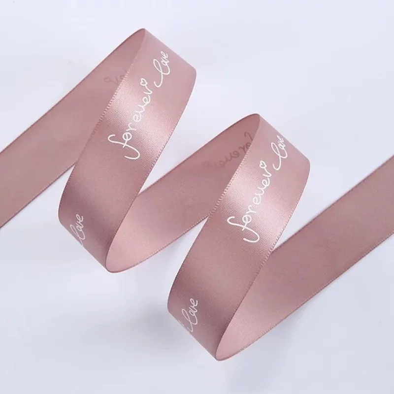 same as pic 2,5 см лента с цветами "forever love and love you" Упаковка букета "сделай сам" материалы ручной работы бант для цветов - Цвет: same as pic