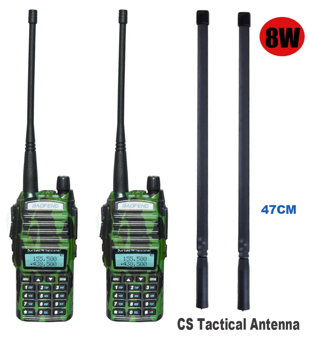 cam8Wadd CSantenna 2 шт./компл. Высокая мощность 8 Вт baofeng UV-82 портативный двухстороннее радио UV 82 двойной PTT радио приемопередатчик+ Складная CS тактическая антенна - Цвет: cam8Wadd CSantenna