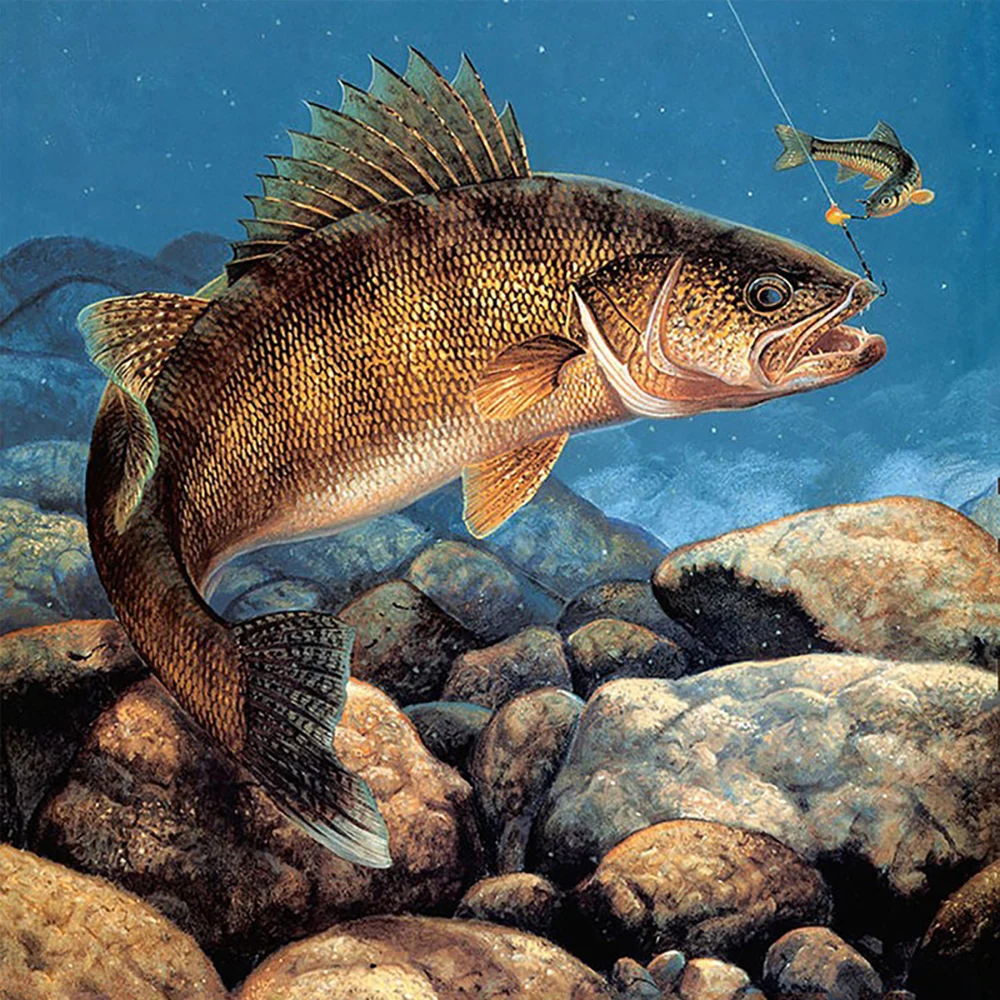 

Алмазная 5D картина «сделай сам» с квадратными/круглыми стразами, вышивка «большая рыба», вышивка крестиком, мозаика, украшение для дома