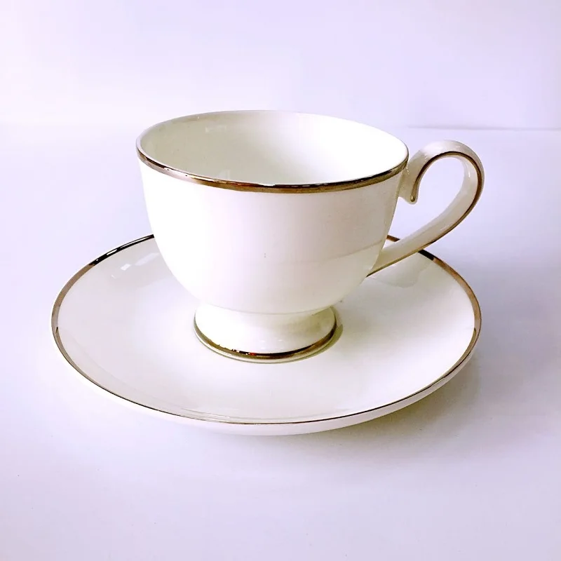 Bone china coffee cup and dish export creative ceramic suit simple white afternoon milk | Дом и сад