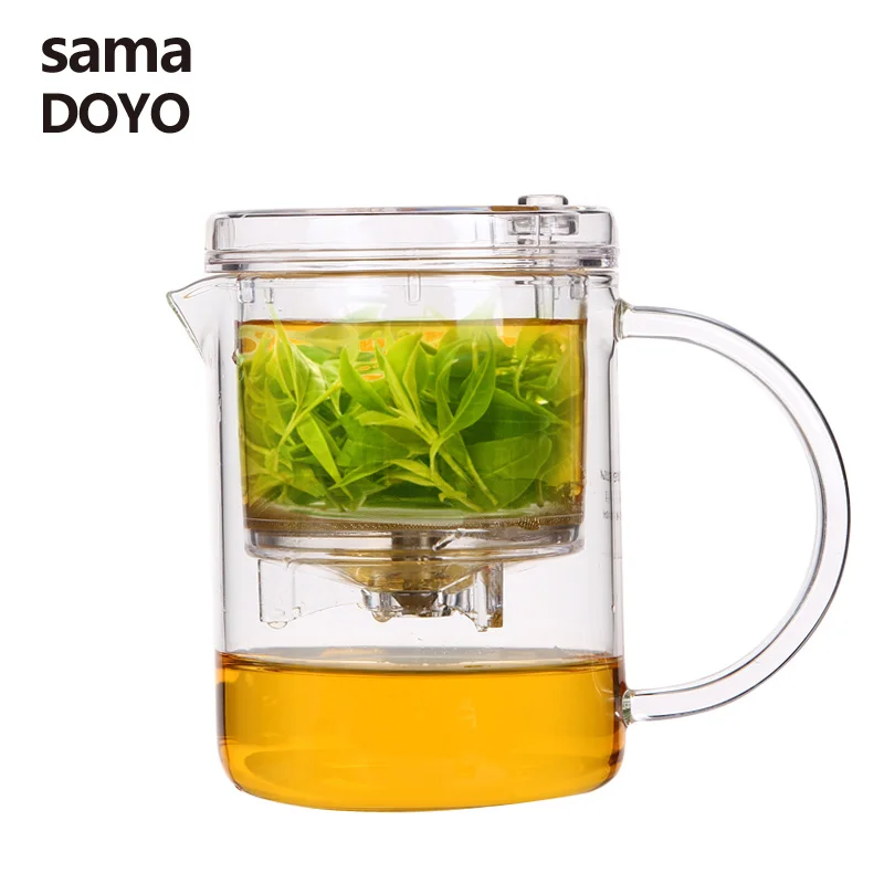 SAMADOYO Высококачественное Стекло Gongfu Чайный набор пресс авто-открытый арт чайная чашка чайник с заваркой элегантные чайные наборы стеклянный чайный горшок 350 мл - Цвет: transparent
