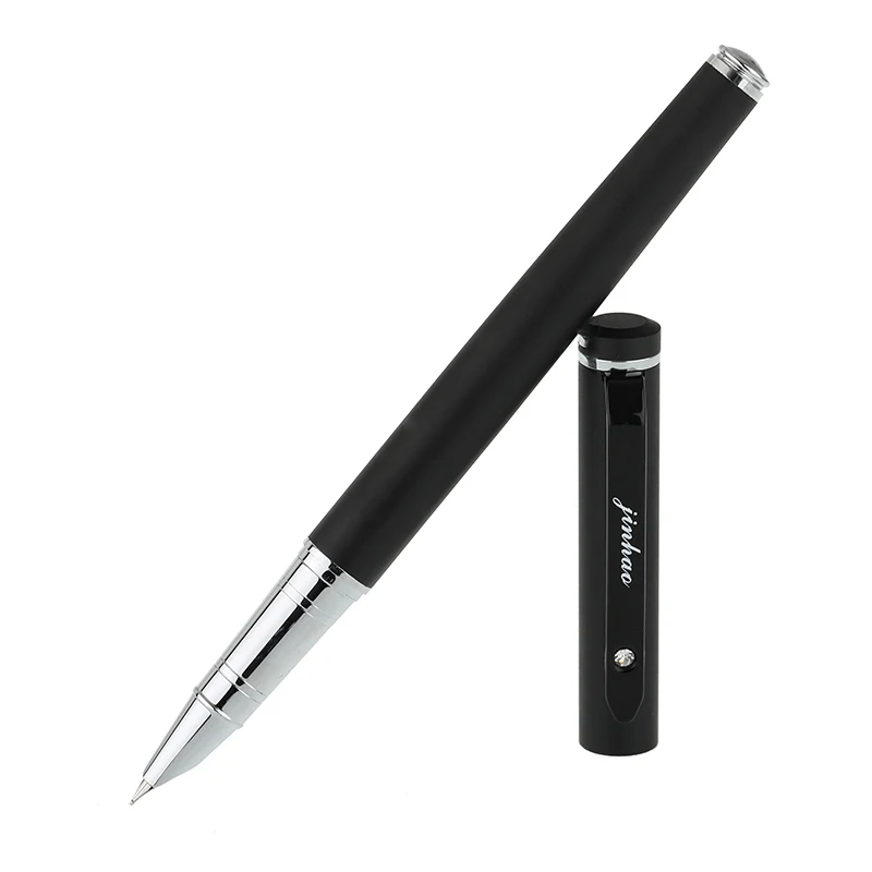 1 шт., перьевая ручка Jinhao, черная, Сверхтонкая, 0,38 мм, металлические, иридиевые ручки для студентов, ручки для письма, школьные принадлежности - Цвет: matte black