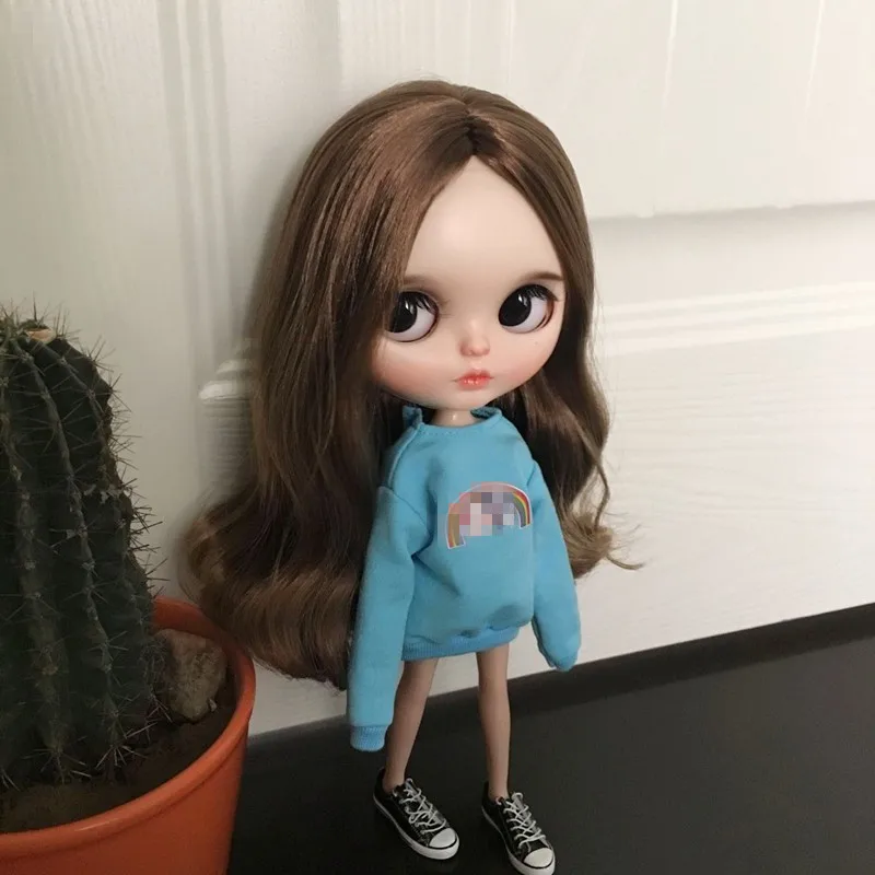 Модная Кукла Blyth Костюмы футболка с принтом в виде персонажей из мультфильма, с длинными рукавами, худи для куклы Барби аксессуары для blyth Озон куклы Pullip