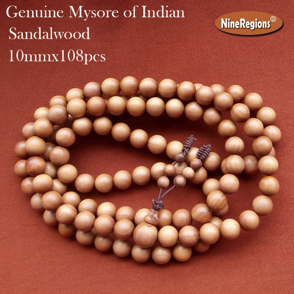 

10mmx108pcs Buddhist Rosary beads bracelet women Necklace wood bangle Genuine natural sandalwood Mysore of India Strong milk aro