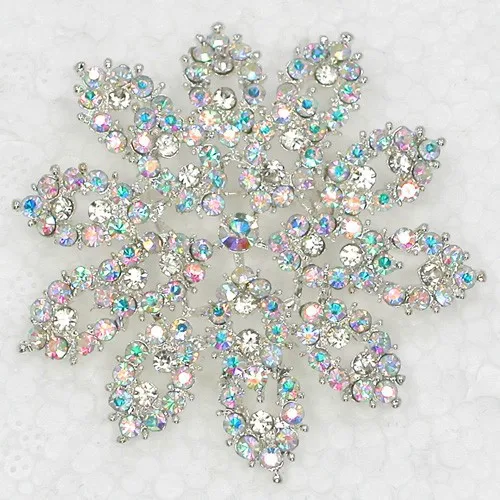 

Clear AB Rhinestone Flower Pin brooches C2077 F