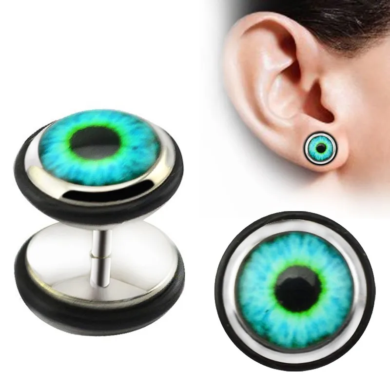 1 Pair Evil Eye Stud Earrings Punk Ear Piercing Stainless Steel Women Men Body Jewelry orecchini donna | Украшения и аксессуары