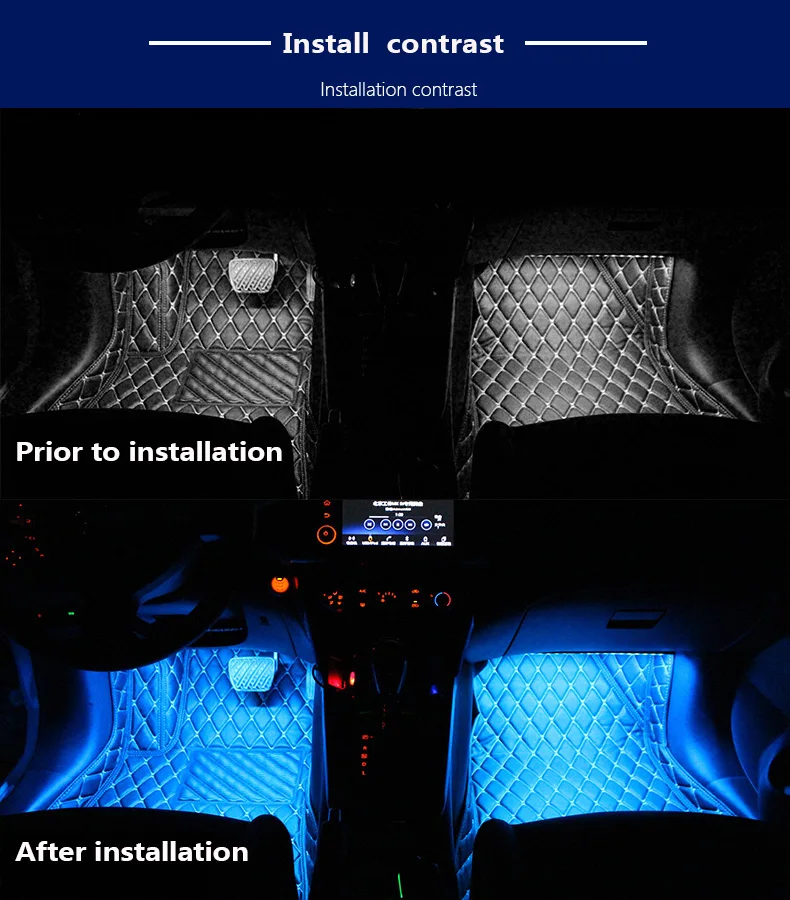 4pcs Car RGB LED Strip Light LED Strip Lights Colors Car Styling Decorative Atmosphere Lamps Car Interior Light With 12V