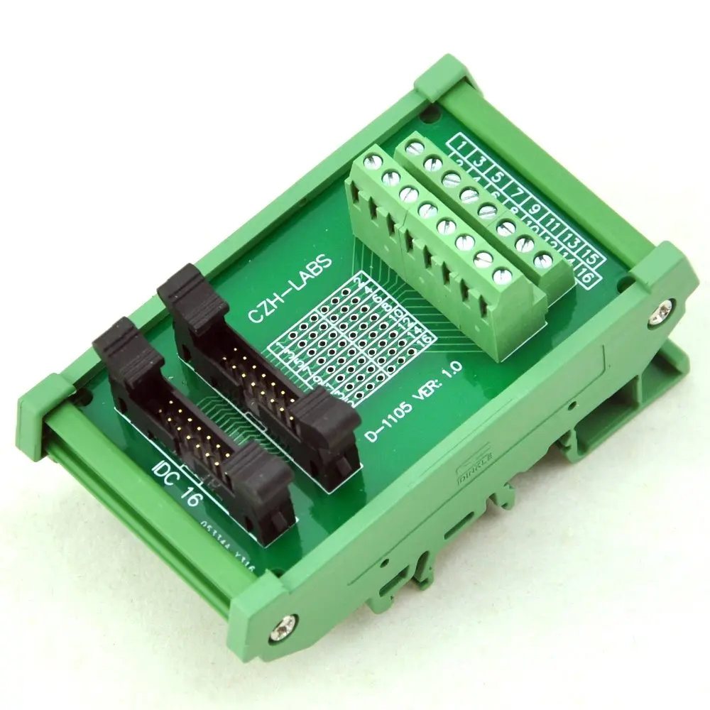 

DIN Rail Mount IDC-16 2x8pins 2.0mm Dual Male Header Interface Module.