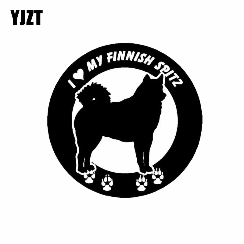 YJZT 15 см * I Love My finnic Spitz Pet украшение автомобиля стикер черный/серебристый для собак