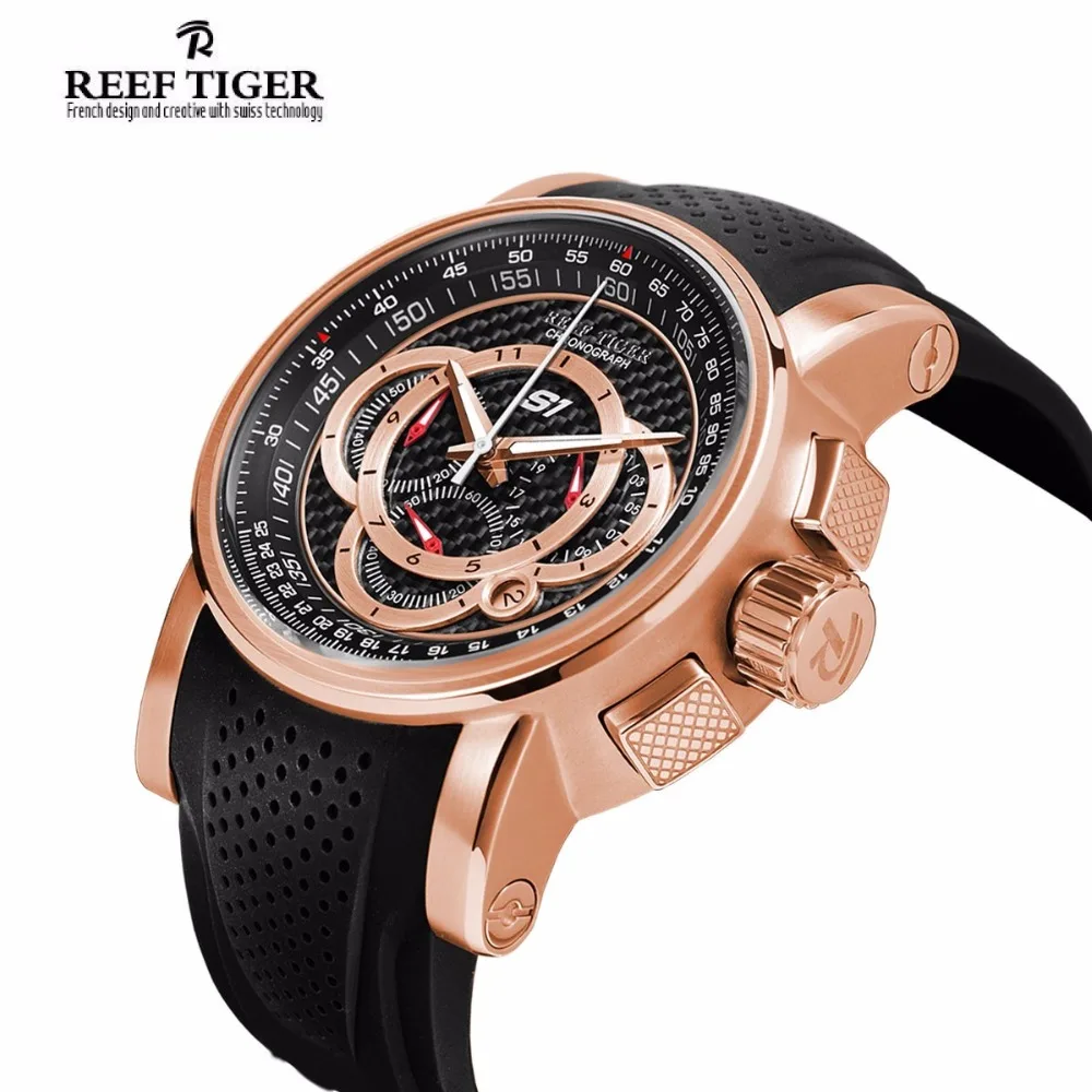 Reef Tiger/RT Брендовые спортивные часы Reloj Mujer Мужские кварцевые хронограф водонепроницаемые часы мужские Relogio Masculino RGA3063