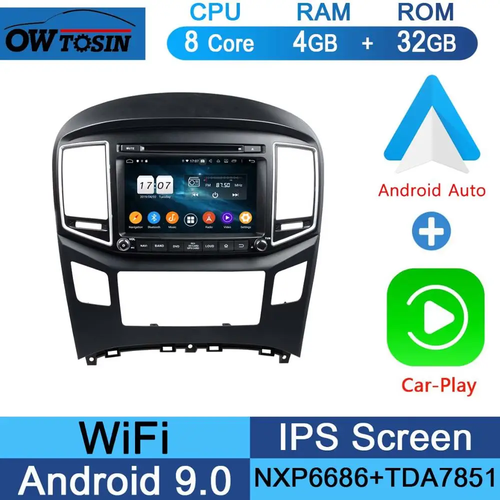 32G CarPlay Android " ips 1920*1080 8 ядерный 4 Гб+ 64 Гб rom Android 9,0 автомобильный dvd-плеер для hyundai H1 Grand Starex DSP радио gps Parrot BT - Цвет: 32G CarPlay Android