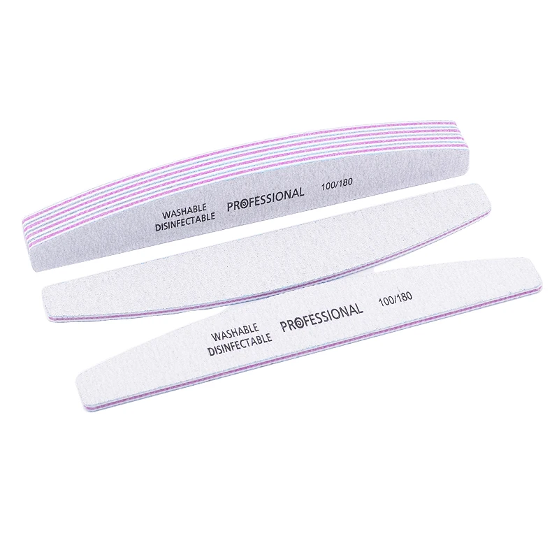 

7pcs Professional Nail File 100/180 Double-sided Sanding Buffer Files Half Moon Polishing Grinding Blocks Manicure Salon Tools