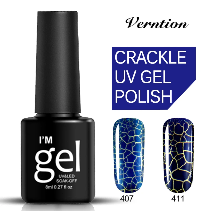 Verntion 8 мл блестящая ноготь с эффектом трещин Гель лак отмачиваемый Lucky Crackling Shatter