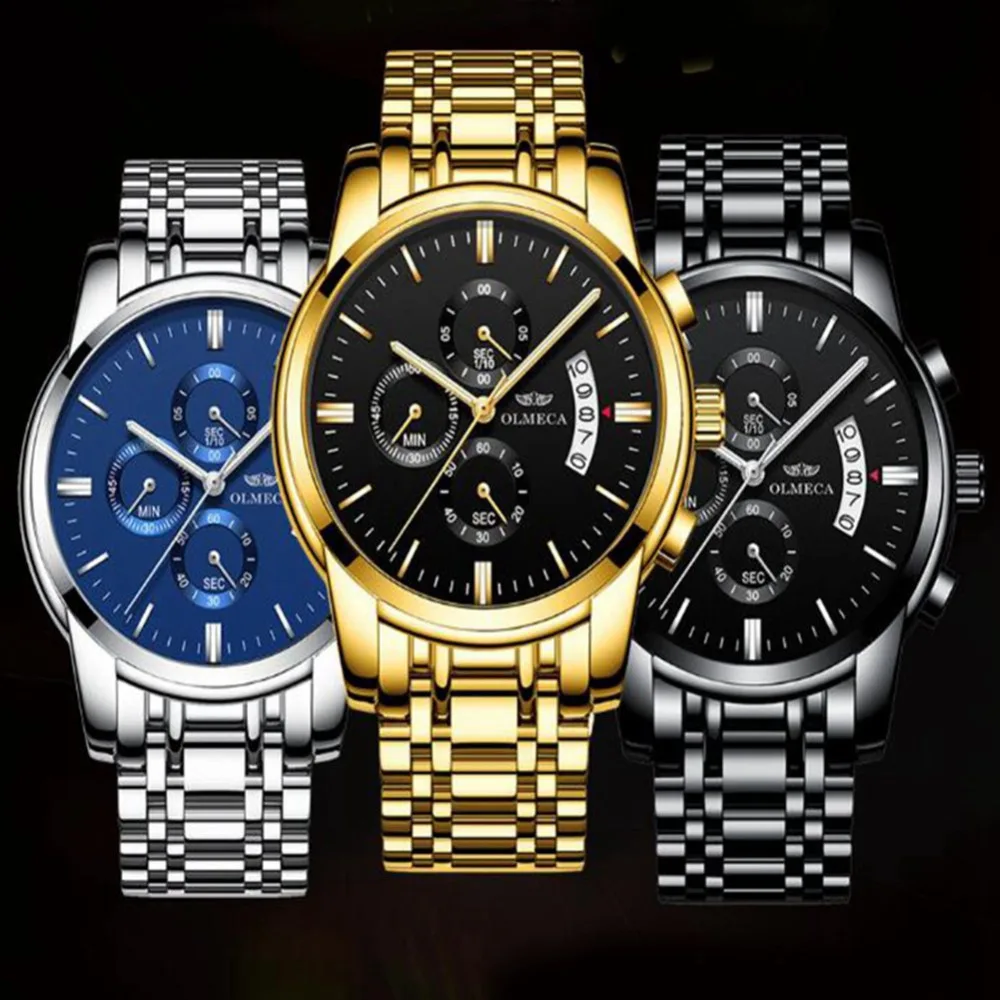 Mens Watches Top Brand Luxury OLMECA Clock Relogio Masculino 3ATM Waterproof Chronograph Wristwatch Reloj Hombre SSW4 | Наручные часы