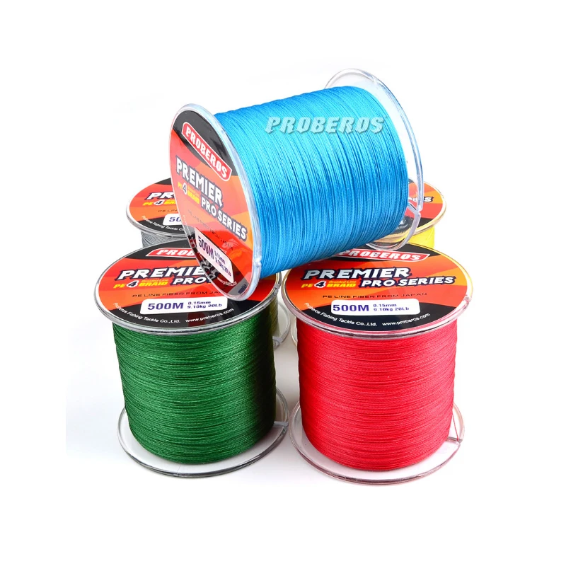 PRO BEROS бренд 500 м PE плетеная леска 4 нити 8LB 10LB 20LB 60LB 80LB 100LB мультифиламентная