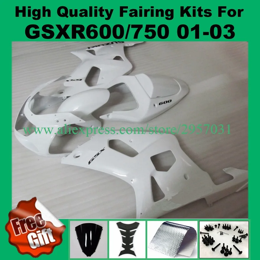 

9gifts, Injection Fairings for SUZUKI GSXR600 GSXR750 2001 - 2003 #WP2FF GSX-R750 GSX-R600 01 02 03 GSXR600/750 White fairings