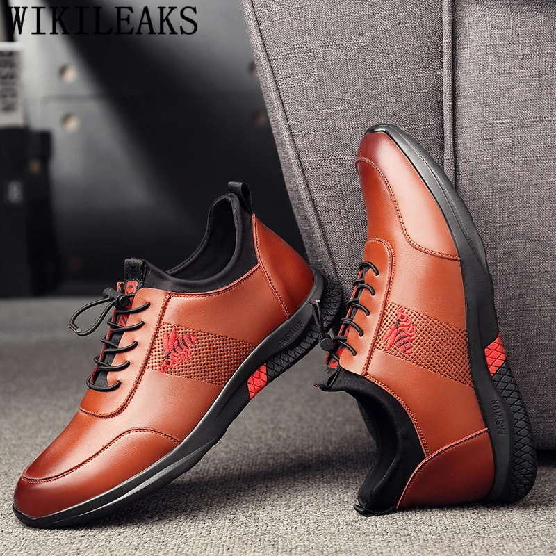 Mens Shoes Genuine Leather Casual Black Sneakers Elevator For Mes Increase Within Chaussure Homme Bona | Обувь
