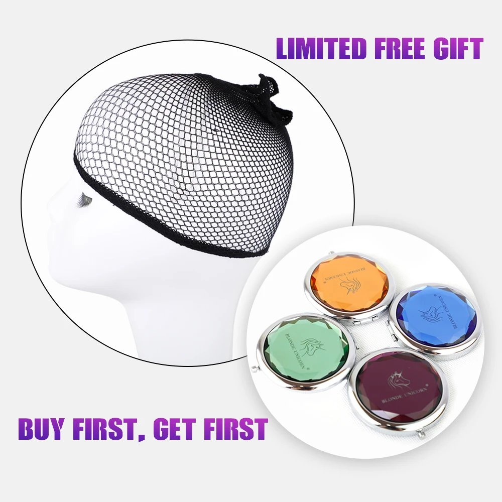 Парик из 30% человеческих волос Блонд единорог волнистый натуральный пушистый