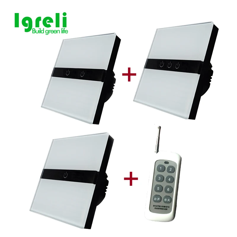 

Igreli Eu Standard Touch Light Switch Wireless Touch Screen Glass Panel Wall Switches For Smart Home