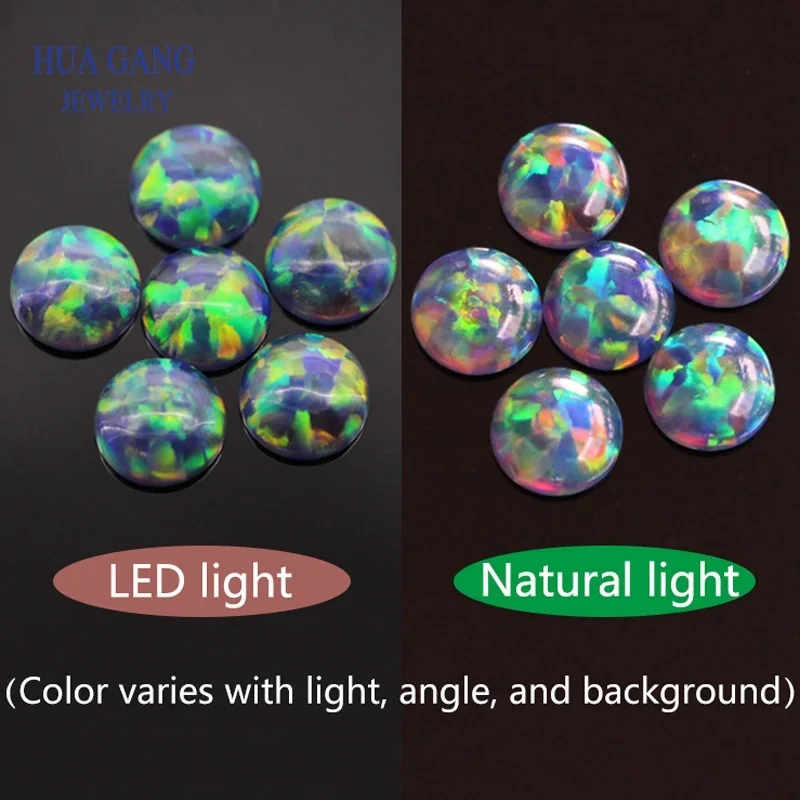 opal loose lab created gemstone round shape flat base stone cabochon created beads for jewelry making 3mm-8mm free shipping - Цвет: OP32