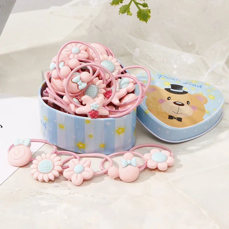 Pink Bear 20 шт./лот, новинка, подарочная упаковка, милые Мультяшные эластичные резинки для волос для девочек, головные уборы, резинки, резинки, повязки на голову, аксессуары для волос - Цвет: Pink Bear