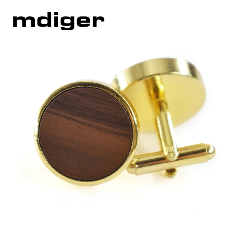 Mdiger запонки с деревянными элементами для мужчин круглой формы деревянные