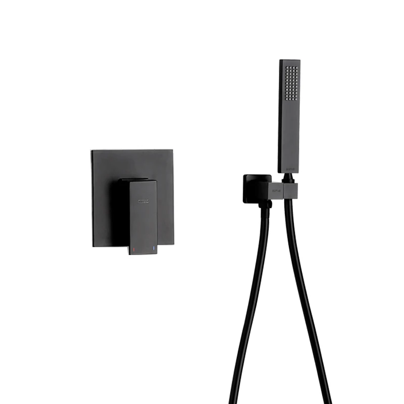 Матовая черная ванная abs ручная душевая головка с ПВХ шлангом и держателем