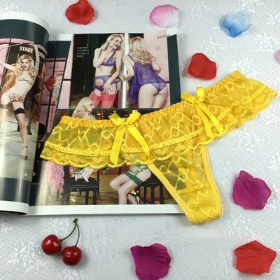 Yellow Luckymily, хит, женские модные прозрачные сексуальные кружевные трусики с цветами, бесшовные трусы большого размера, трусы, нижнее белье, трусики-стринги - Цвет: Yellow