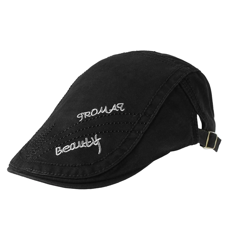 

fashion High quality Cotton Ivy Flat Cap Berets Letter embroidery Men Women Solid Casual Driver Cooker Retro Male Female Boina