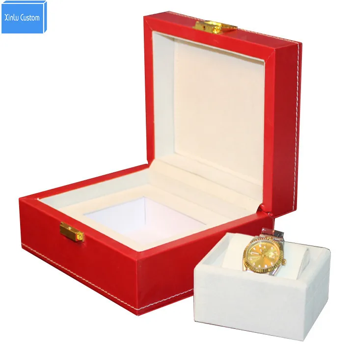 

Luxury big red leather watch box display case Jewelry hour box display box promotion, May customize cajas de regalo para relojes